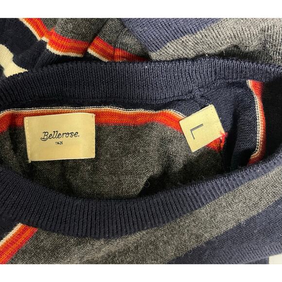 Bellerose wool sweater pull over long sleeve striped 100% wool size large - Picture 2 of 6